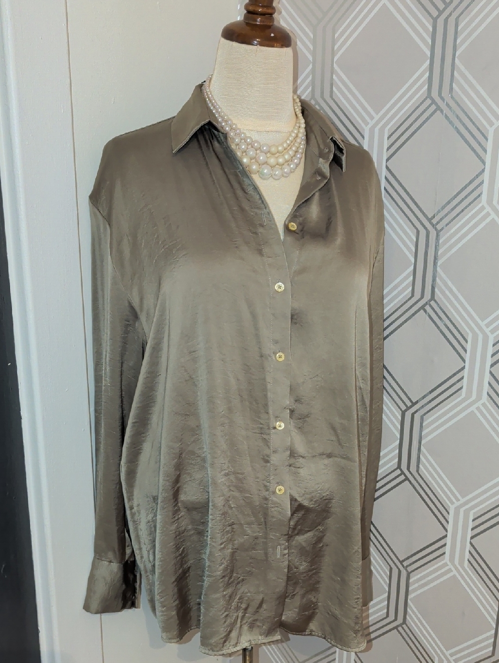 Wilfred Satin Olive Green Blouse